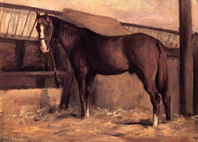 Gustave Caillebotte Yerres, Reddish Bay Horse in the Stable